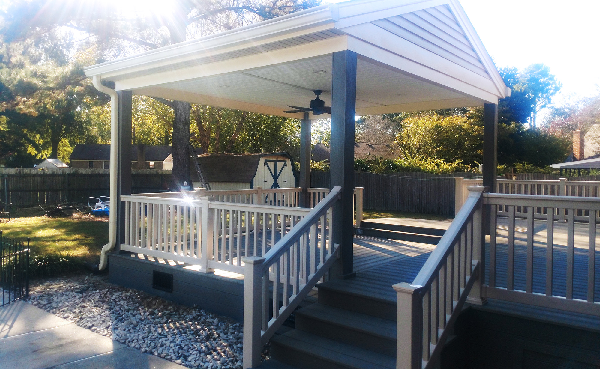composite deck with covered pavilion