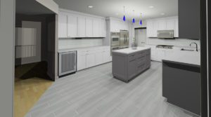 3D kitchen rendering - view 1