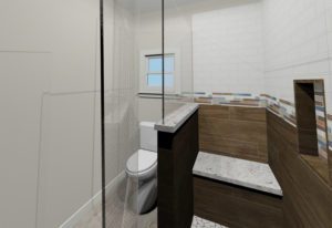 Hall Bath 3D Rendering - Shower