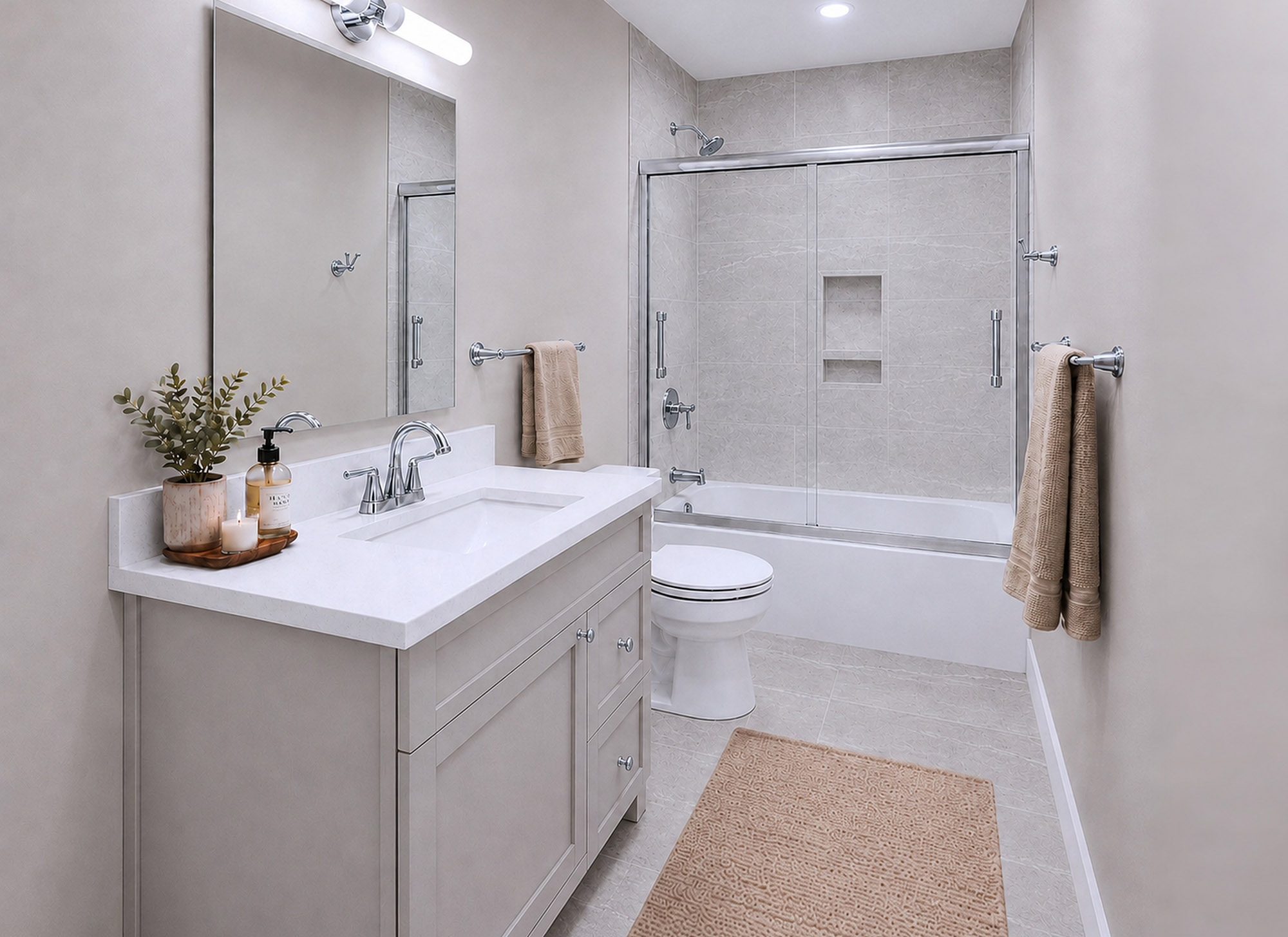 Harris Signature Bath, Level 2 in Modern with Chrome Fixtures