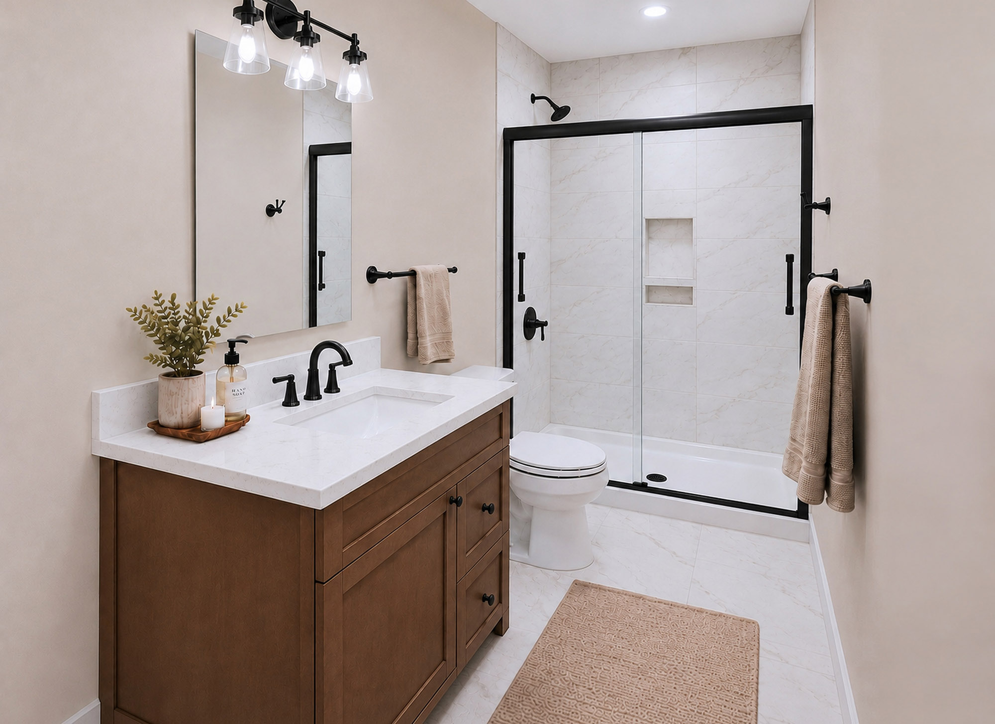 Harris Signature Bath, Level 3 in Classic with Black Matte Fixtures