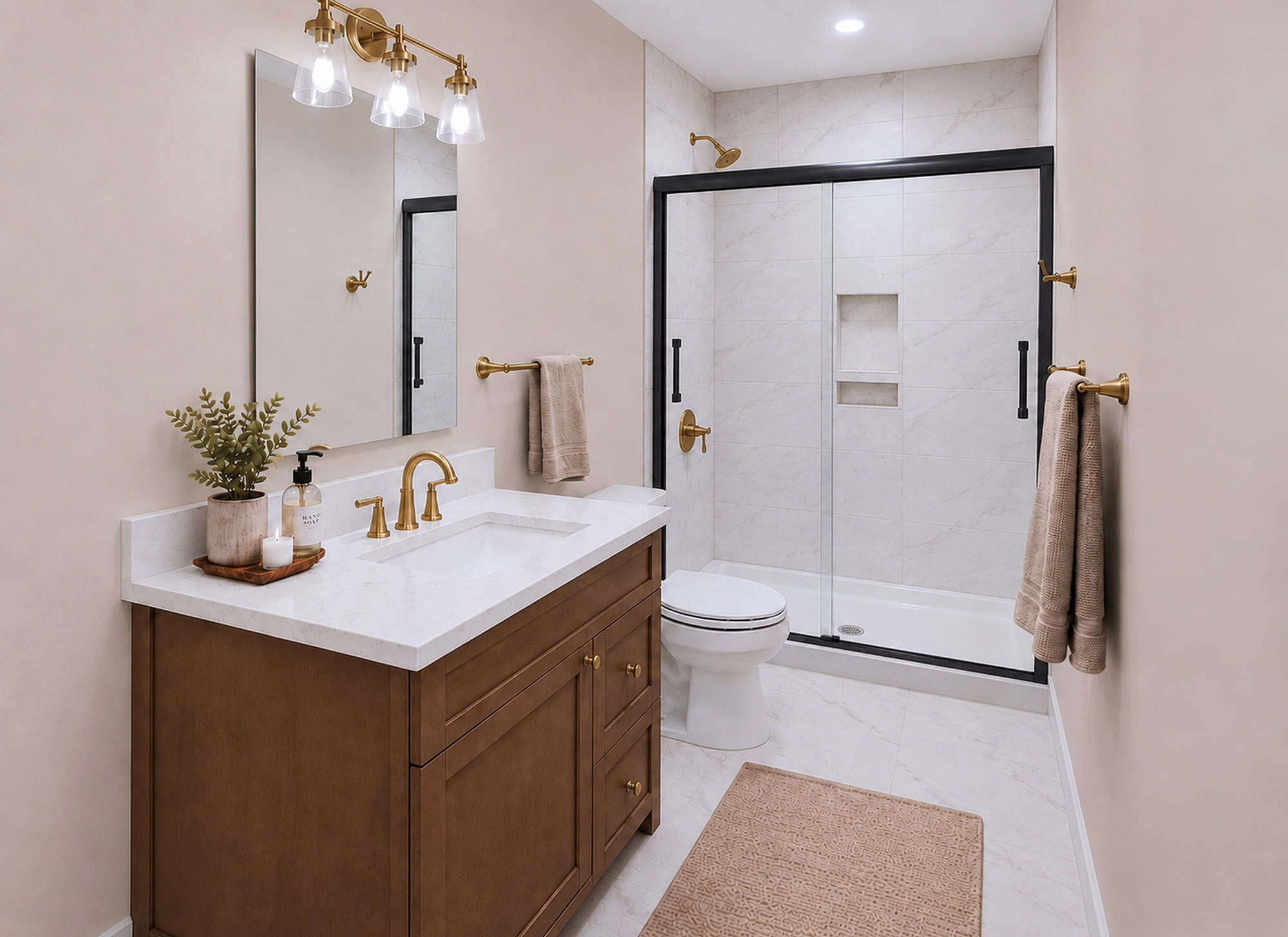 Harris Signature Bath, Level 3 in Classic with Champagne Bronze Fixtures