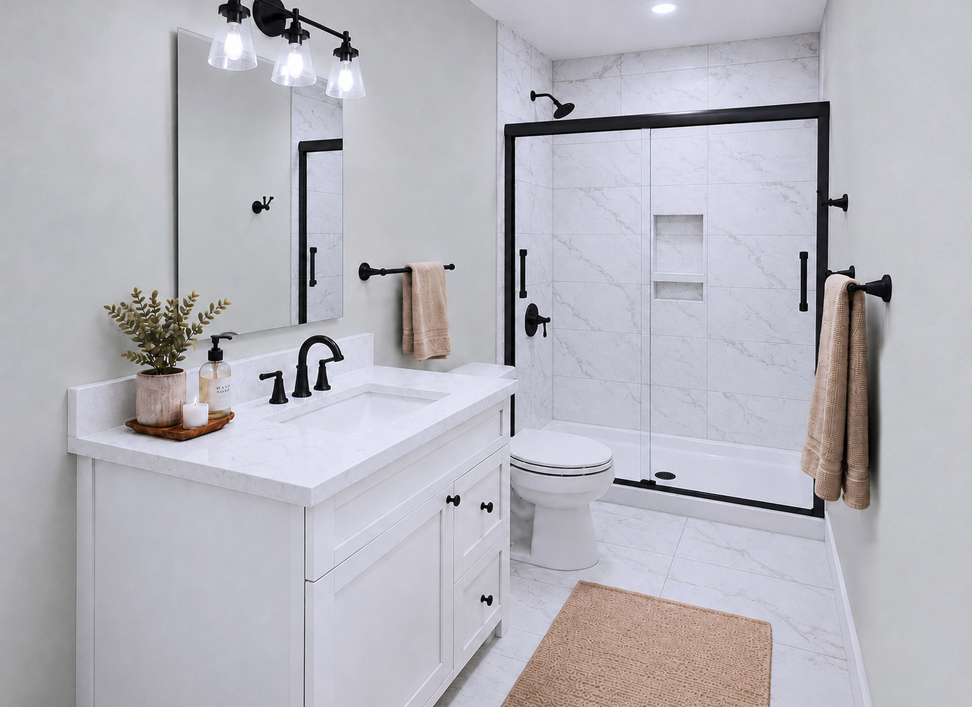Harris Signature Bath, Level 3 in Coastal with Black Matte Fixtures