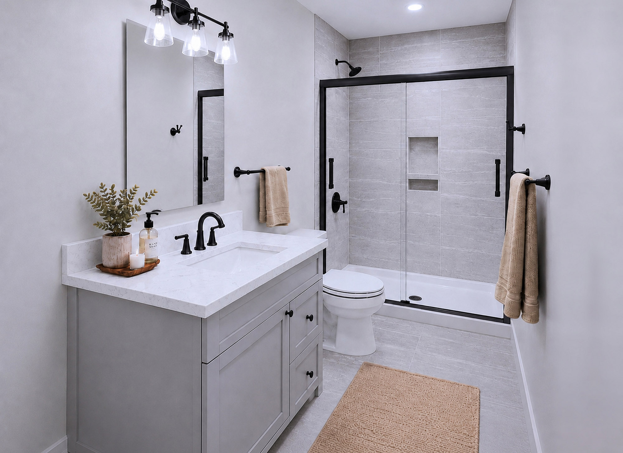 Harris Signature Bath, Level 3 in Modern with Black Matte Fixtures