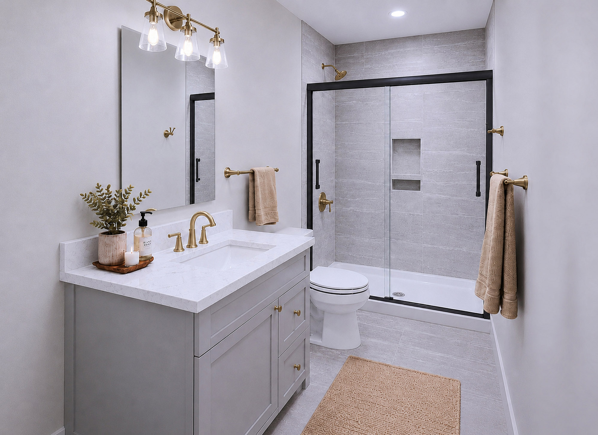 Harris Signature Bath, Level 3 in Modern with Champagne Bronze Fixtures